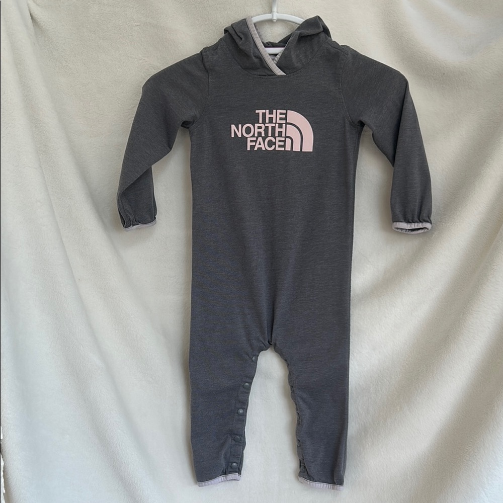 The North Face Gray Footies One Piece with Logo